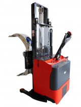 Counterbalanced pedestrian Stacker with reels rotating clamp